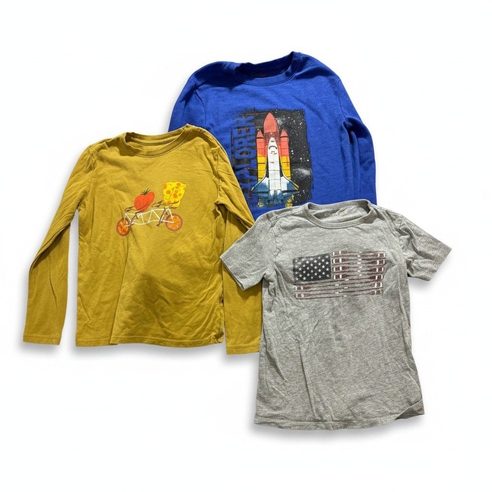 Cat & Jack Crewcuts M 8-10 Blue Yellow Grey Shirt Sweatshirt Lot Casual Vintage
